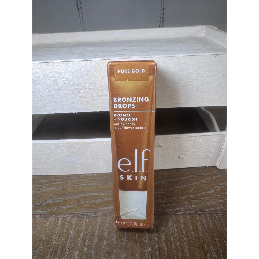ELF Skin Bronzing Drops Pure Gold Bronze 2 Sun-Kissed Glow Serum 0.33 fl oz NEW